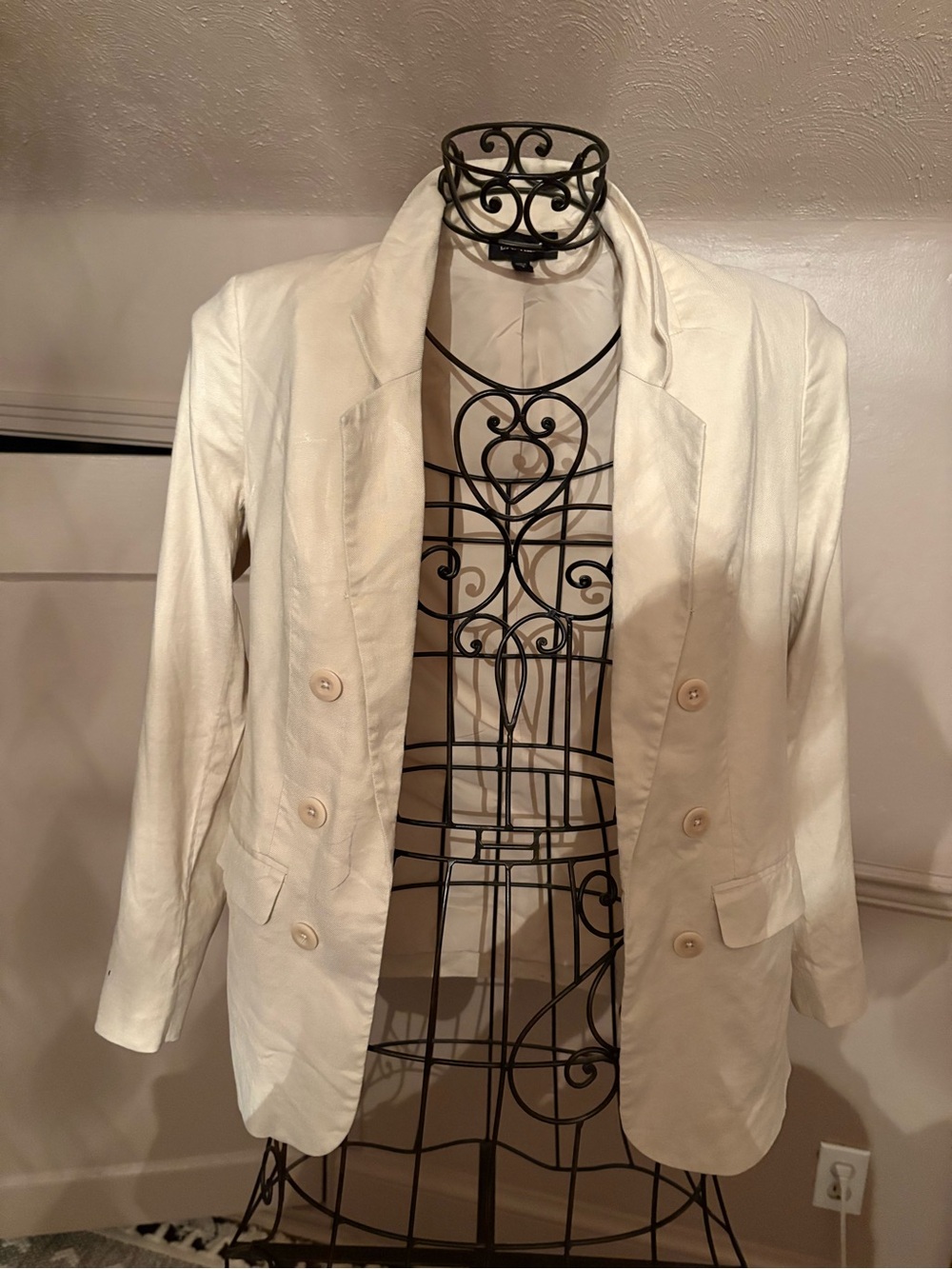 Express Cream Double-Breasted Blazer